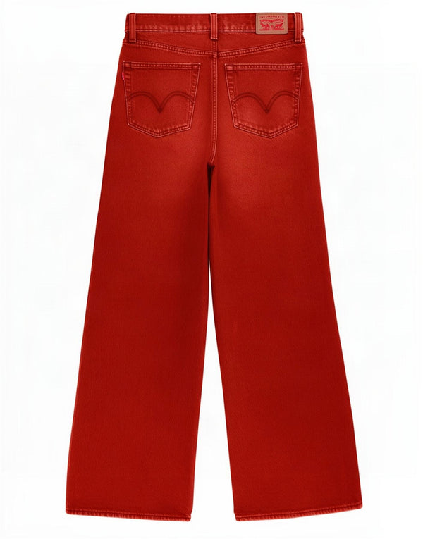 Женские широкие джинсы Levi's с высокой талией W26 L29, красный хлопок