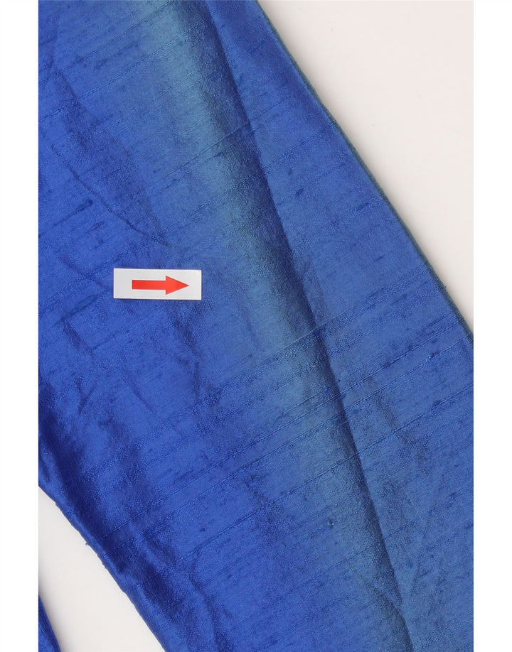 Винтажный женский пиджак UK 12, средний синий шелковый цвет