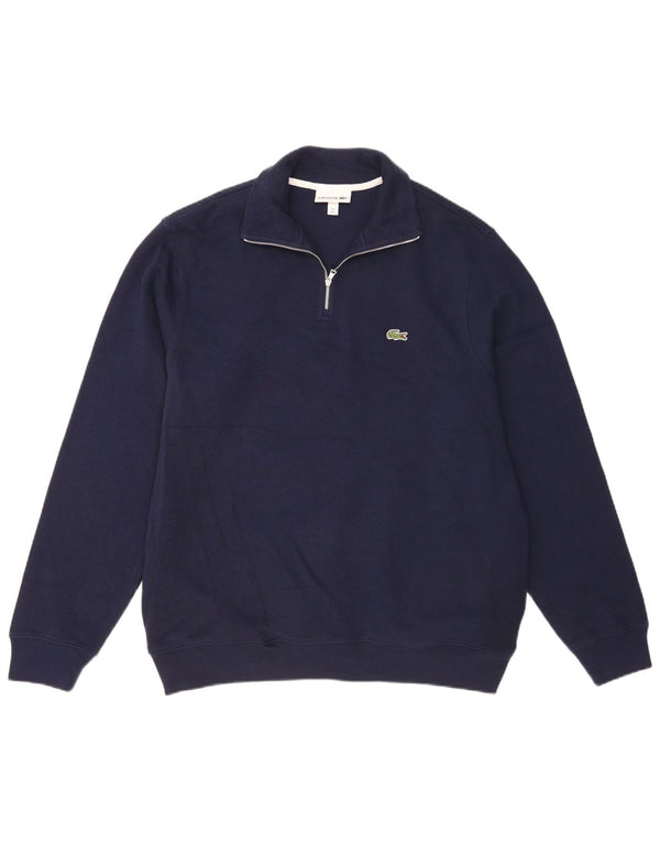 Мужской свитер Lacoste с воротником на молнии, размер 6 XL, темно-синий, хлопок