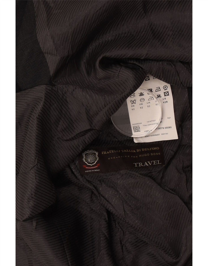 Мужской пиджак на 2 пуговицах Hugo Boss IT 52 XL Серый из натуральной шерсти