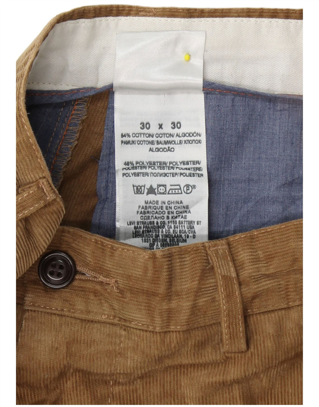 Мужские прямые вельветовые брюки DOCKERS W30 L30, бежевый хлопок