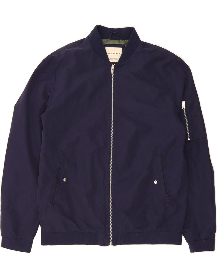 JACK & JONES Mens Bomber Jacket UK 40 Large Navy Blue Vintage Jack & Jones and Second-Hand Jack & Jones from Messina Hembry 
