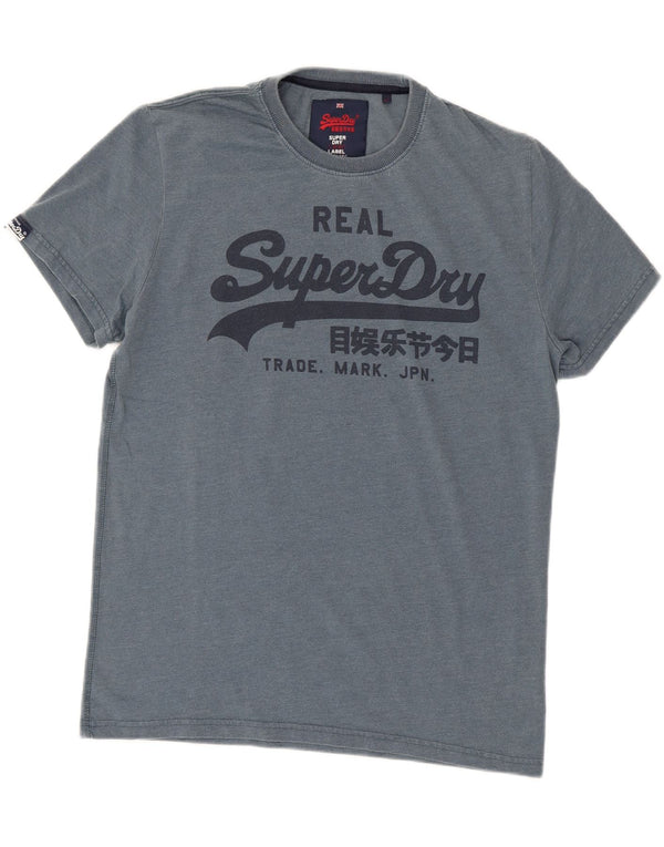 SUPERDRY Мужская футболка с рисунком Top XL Синий Хлопок