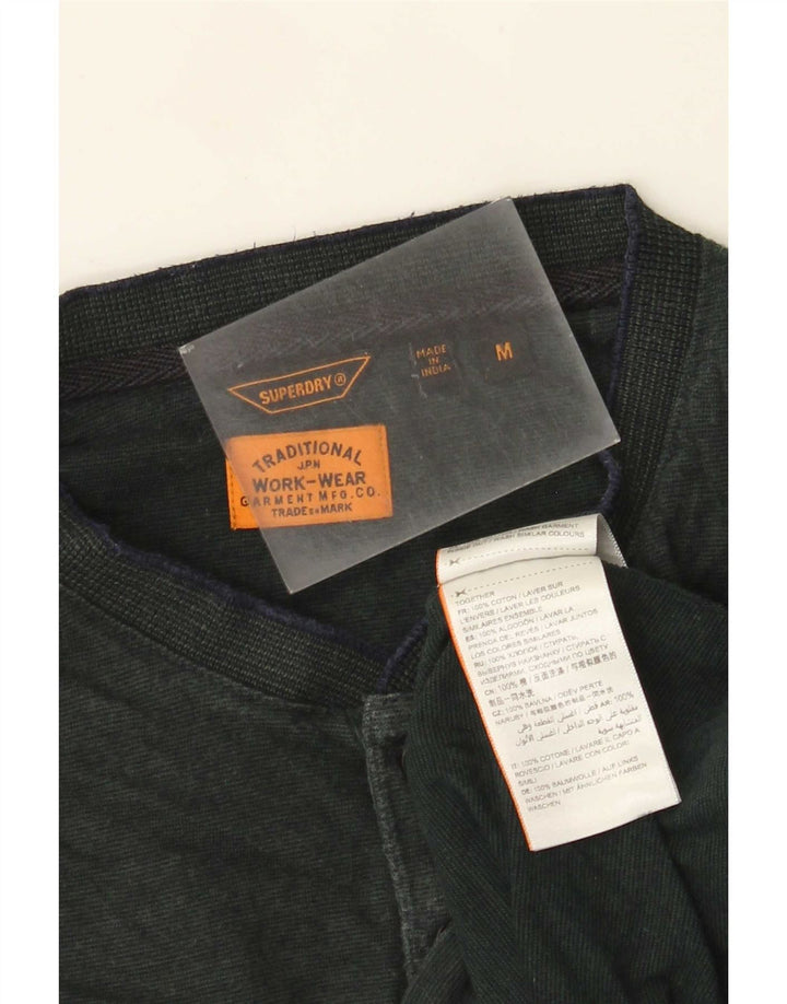 Мужской топ Superdry с длинным рукавом, средний зеленый хлопок, хлопок