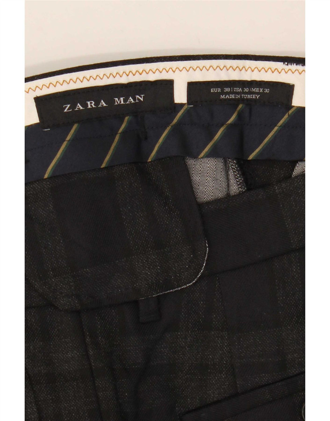 Мужские узкие укороченные брюки Zara EU 38 Small W30 L25, серые, полиэстер в клетку