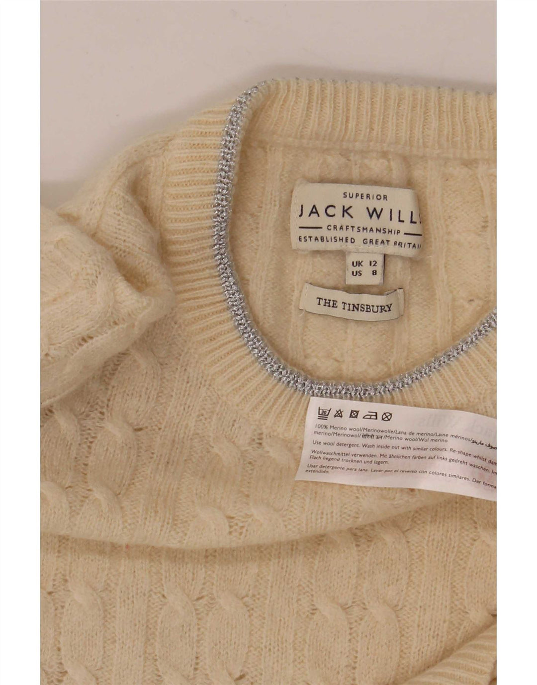 Женский джемпер с вырезом «лодочка» Jack Wills UK 12, средний, белый