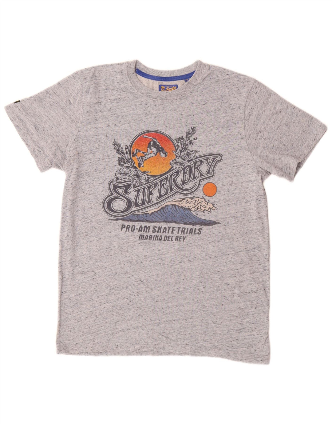 SUPERDRY Мужская футболка с рисунком из хлопка среднего серого цвета с крапинками