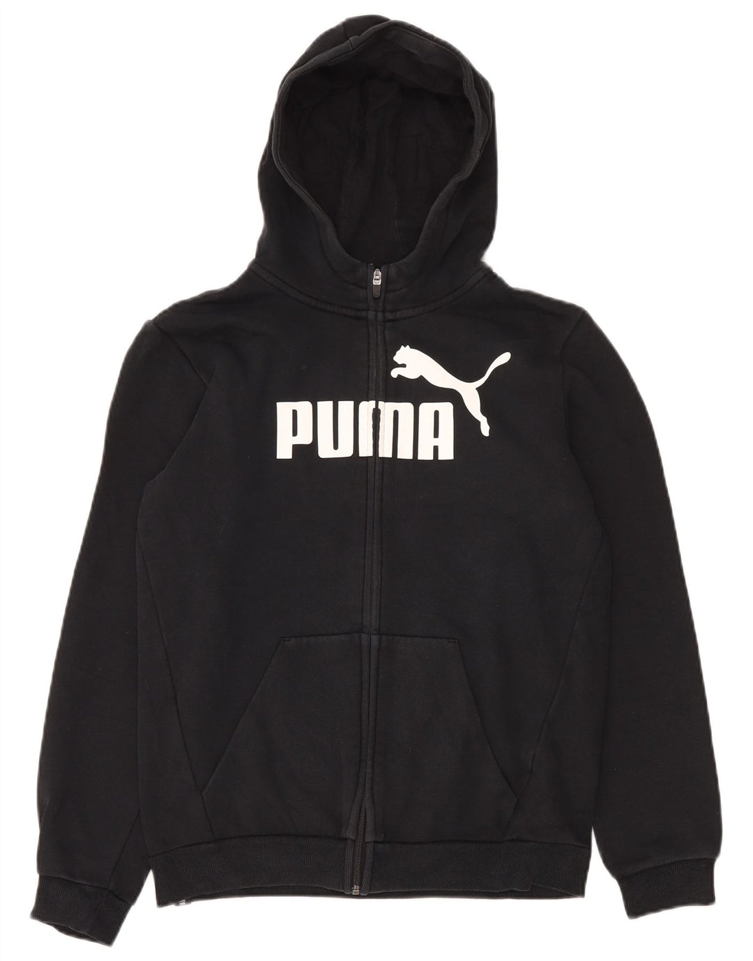 PUMA Свитер с капюшоном на молнии с графическим рисунком для мальчиков 15–16 лет, черный хлопок