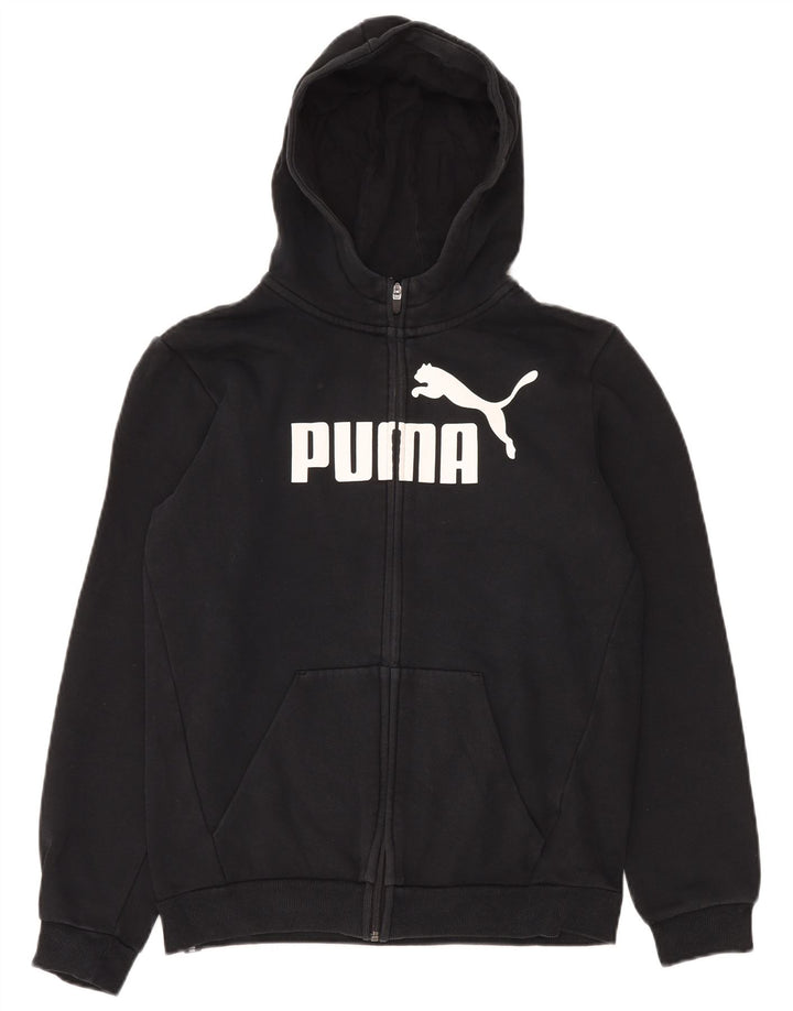 PUMA Свитер с капюшоном на молнии с графическим рисунком для мальчиков 15–16 лет, черный хлопок
