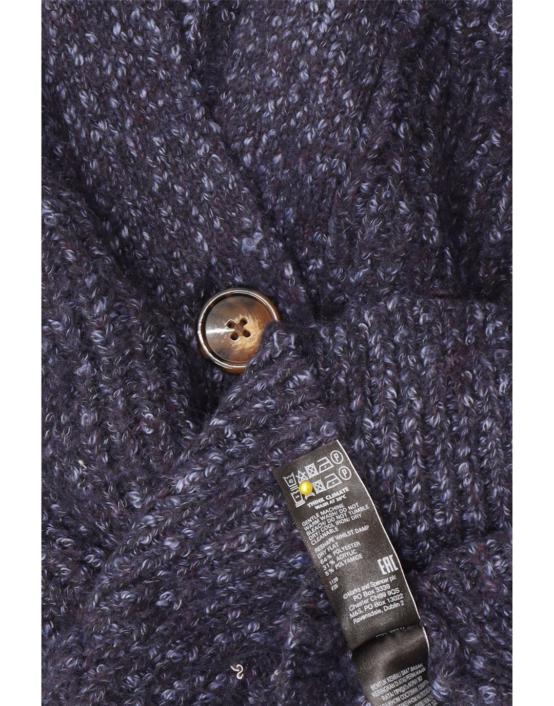 Женский свитер-кардиган оверсайз Marks & Spencer UK 14, средний синий в крапинку