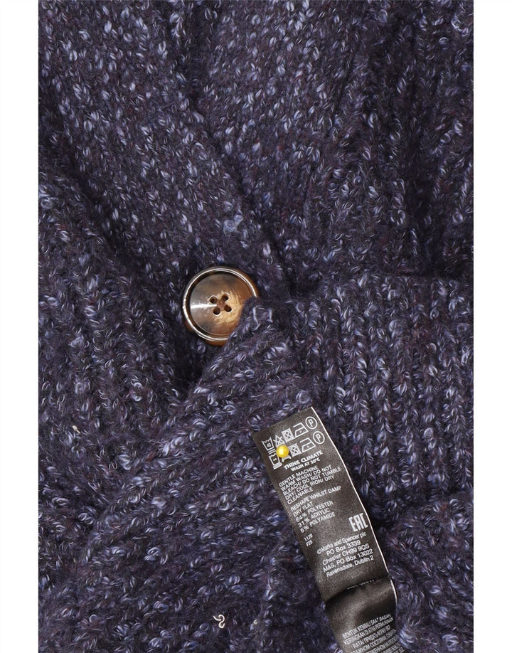 Женский свитер-кардиган оверсайз Marks & Spencer UK 14, средний синий в крапинку