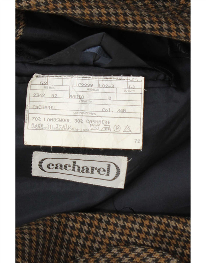 Мужской пиджак Cacharel на 2 пуговицах IT 52 XL, коричневый, шерсть с узором «гусиные лапки»