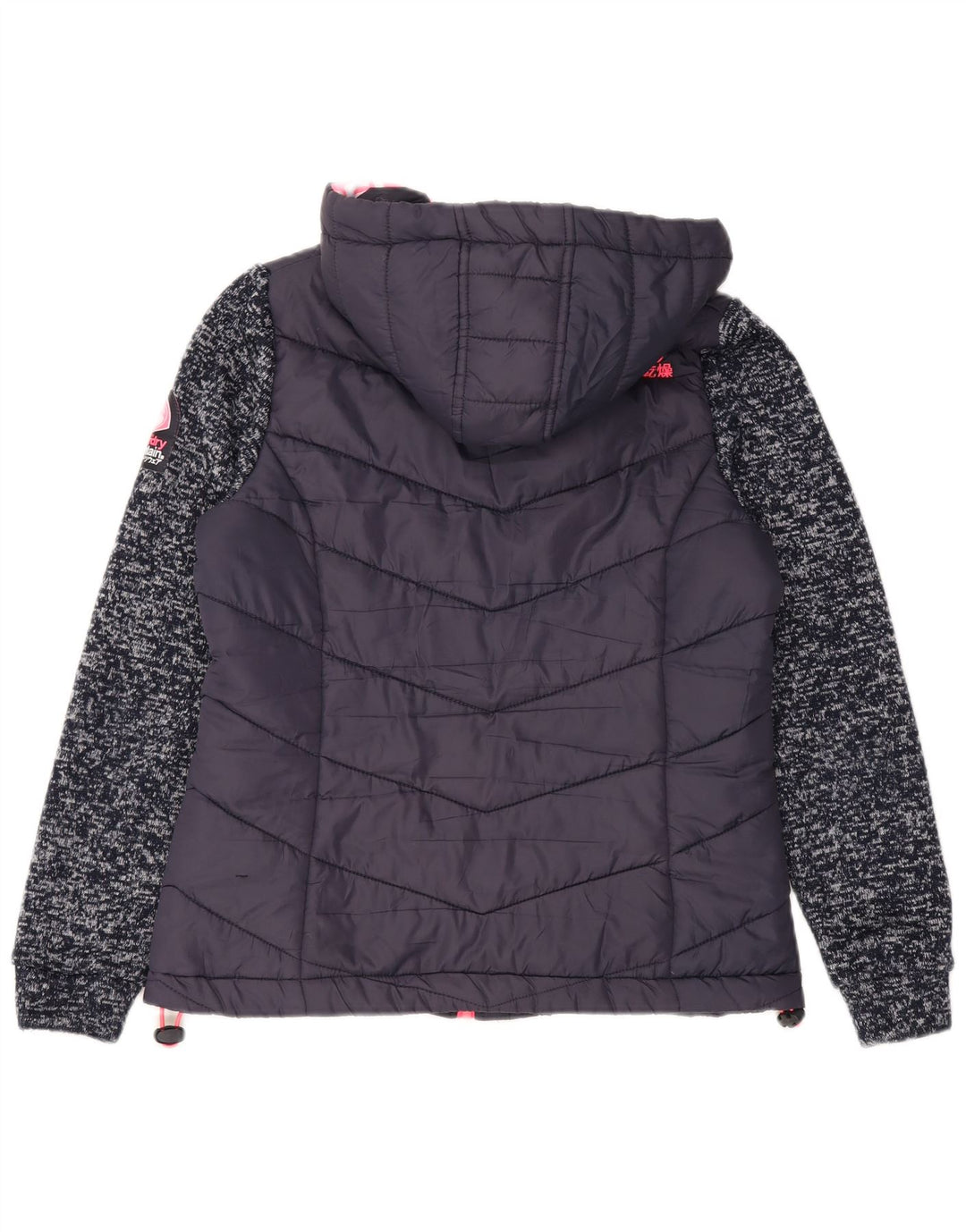 Женская утепленная куртка с капюшоном Superdry UK 12, средний темно-синий в крапинку