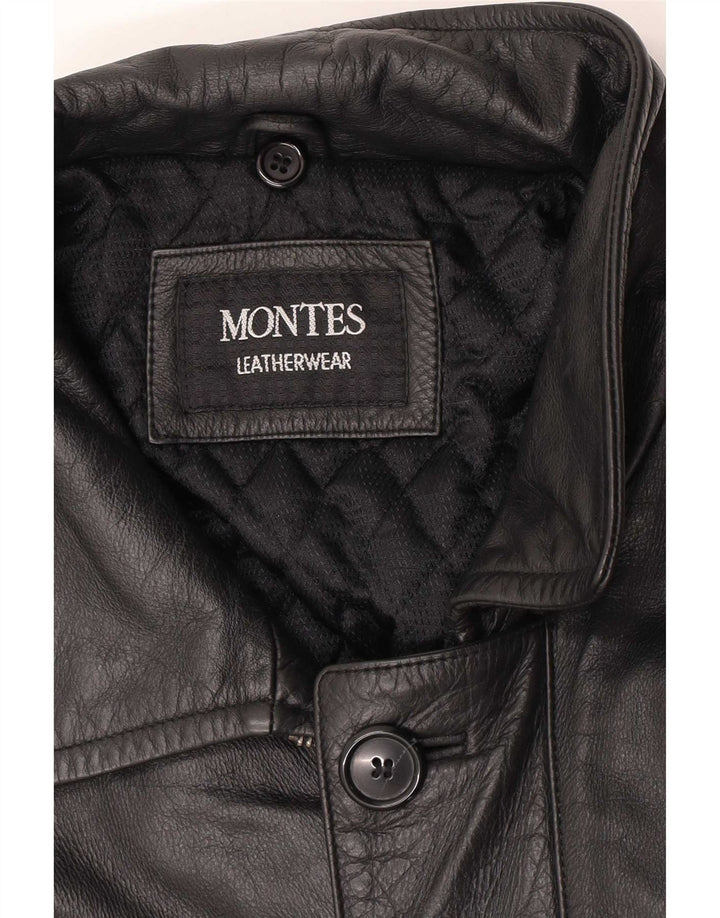 Кожаное Мужское Пальто Montes UK 38 Среднее Черное