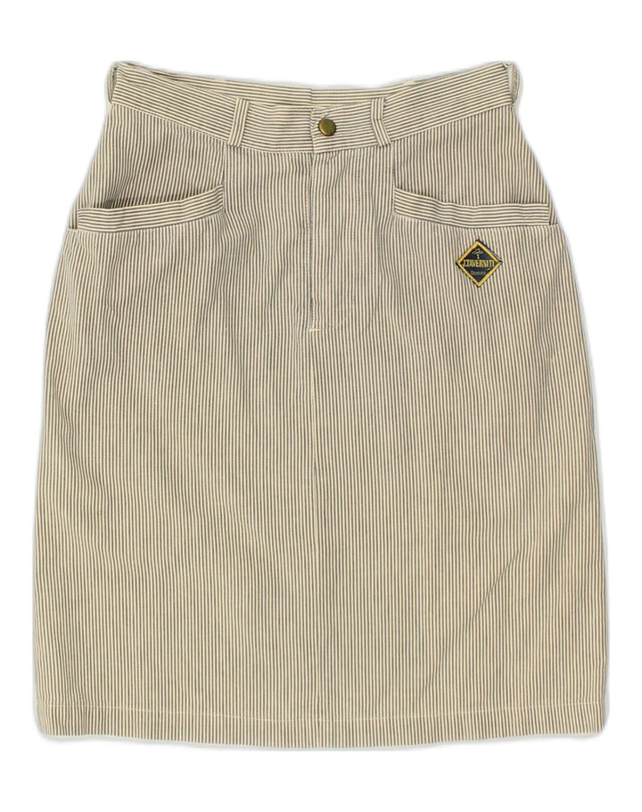 TAVERNITI Womens Straight Skirt UK 10 Small W26  Grey Pinstripe Cotton | Vintage Taverniti | Thrift | Second-Hand Taverniti | Used Clothing | Messina Hembry 