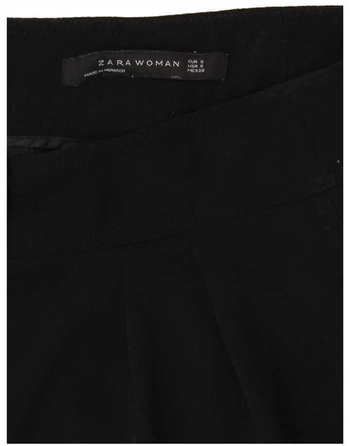 Zara Женские повседневные шорты с высокой талией и пряжкой, маленькие W26, черный полиэстер
