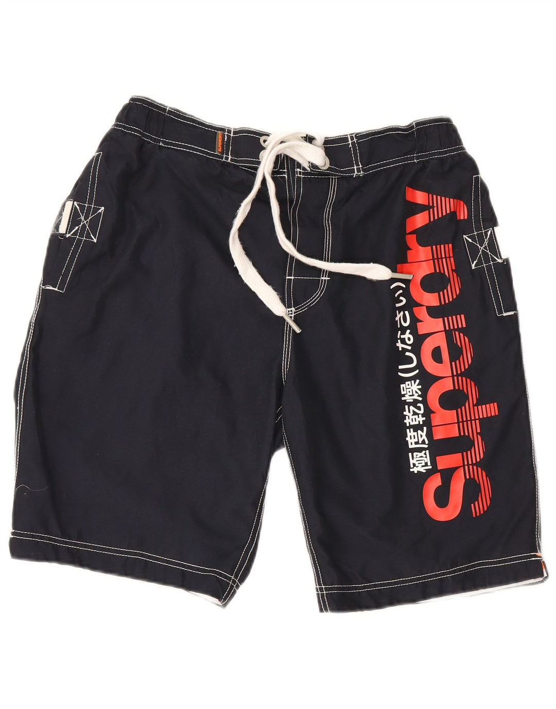 Мужские шорты для плавания Superdry Regular с графикой, большие темно-синие, полиэстер