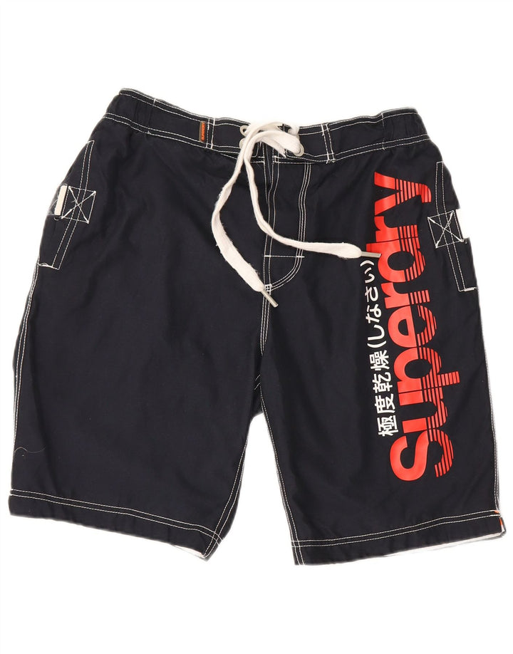 Мужские шорты для плавания Superdry Regular с графикой, большие темно-синие, полиэстер