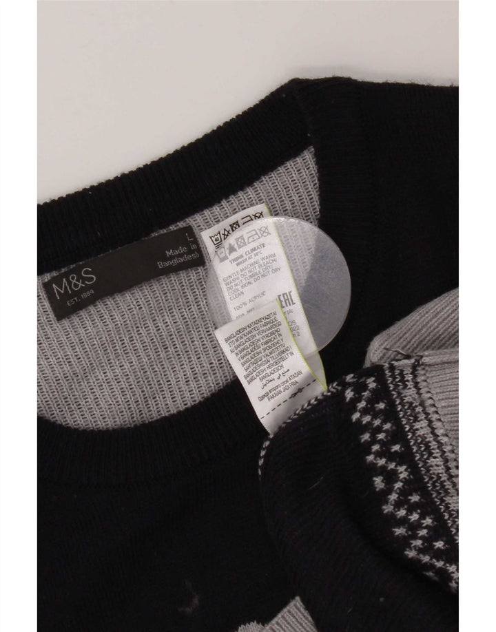 Мужской джемпер с круглым вырезом Marks & Spencer, большой серый с цветными блоками
