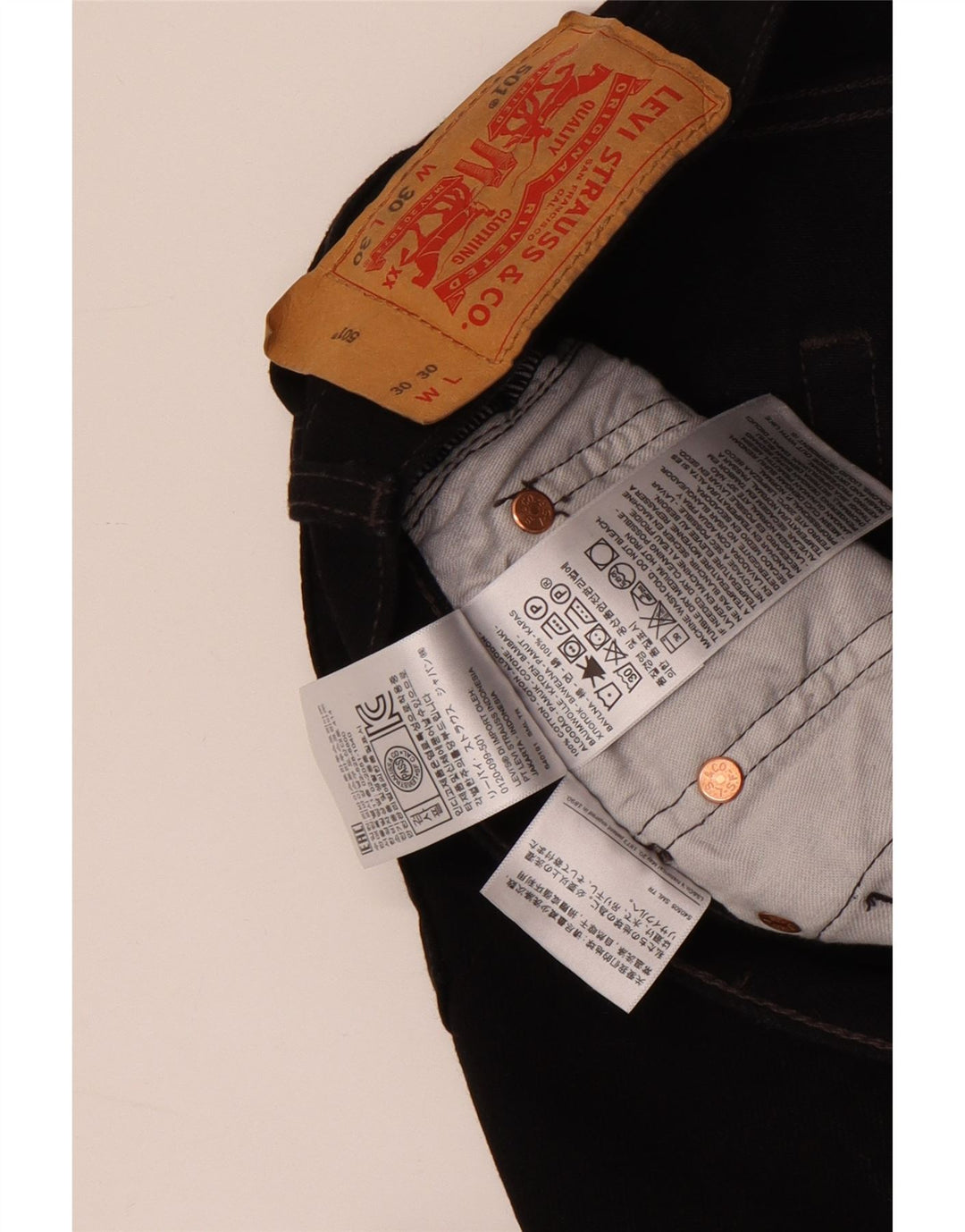 Мужские прямые джинсы Levi's 501 W30 L30, черный хлопок