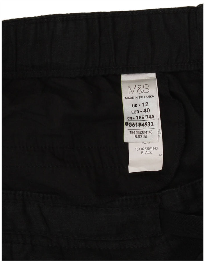 Женская прямая юбка Marks & Spencer UK 12 Medium W32, черная льняная