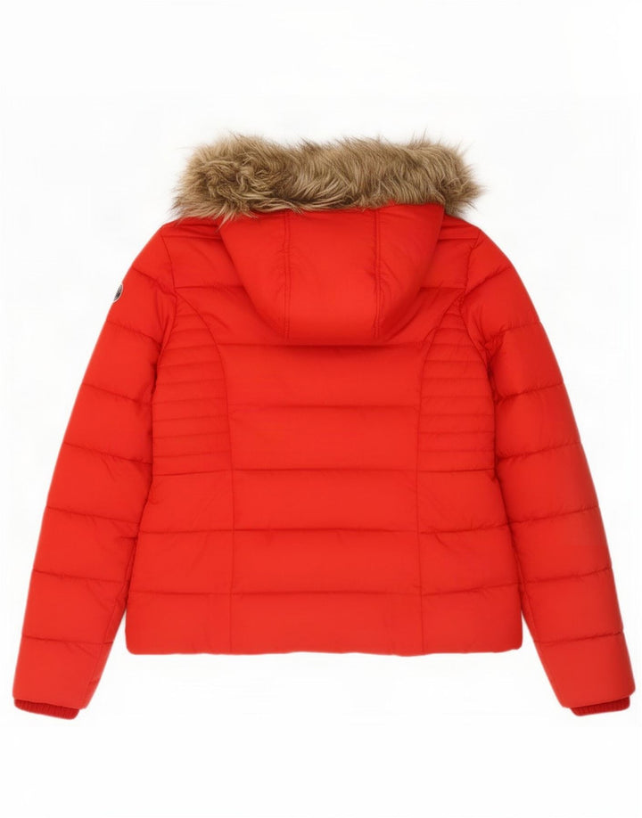 Женская утепленная куртка с капюшоном Abercrombie & Fitch UK 16, большой красный полиэстер