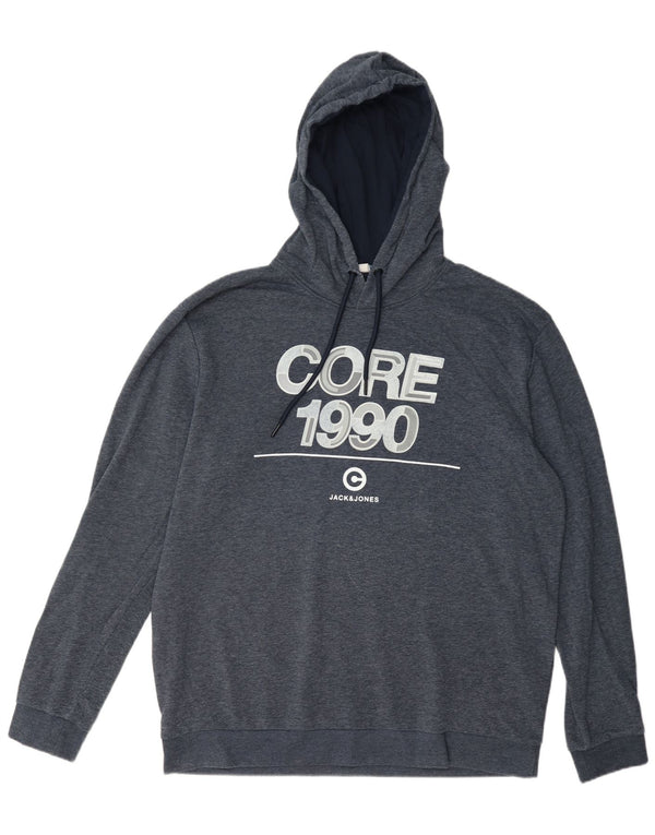 Мужской джемпер с капюшоном Jack & Jones с рисунком 2XL, синий хлопок