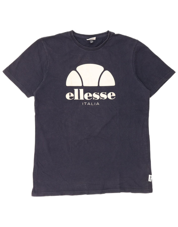 Ellesse Mens Italia Футболка с рисунком Верх среднего размера, темно-синий, хлопок