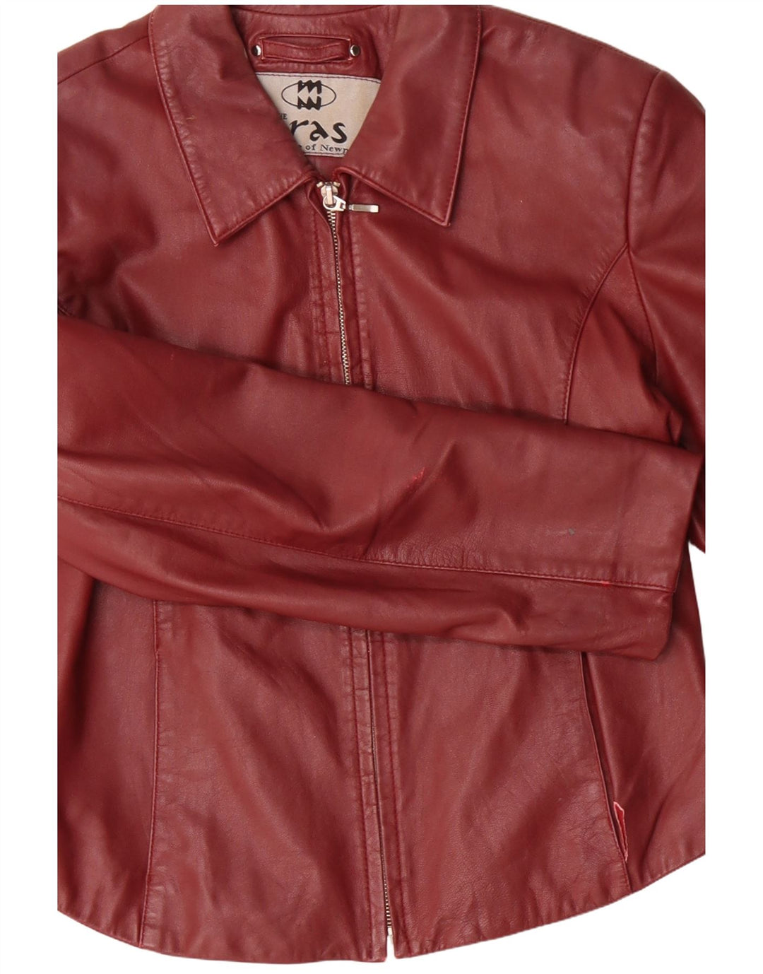 Винтажная женская кожаная куртка UK 14, большая красная кожа