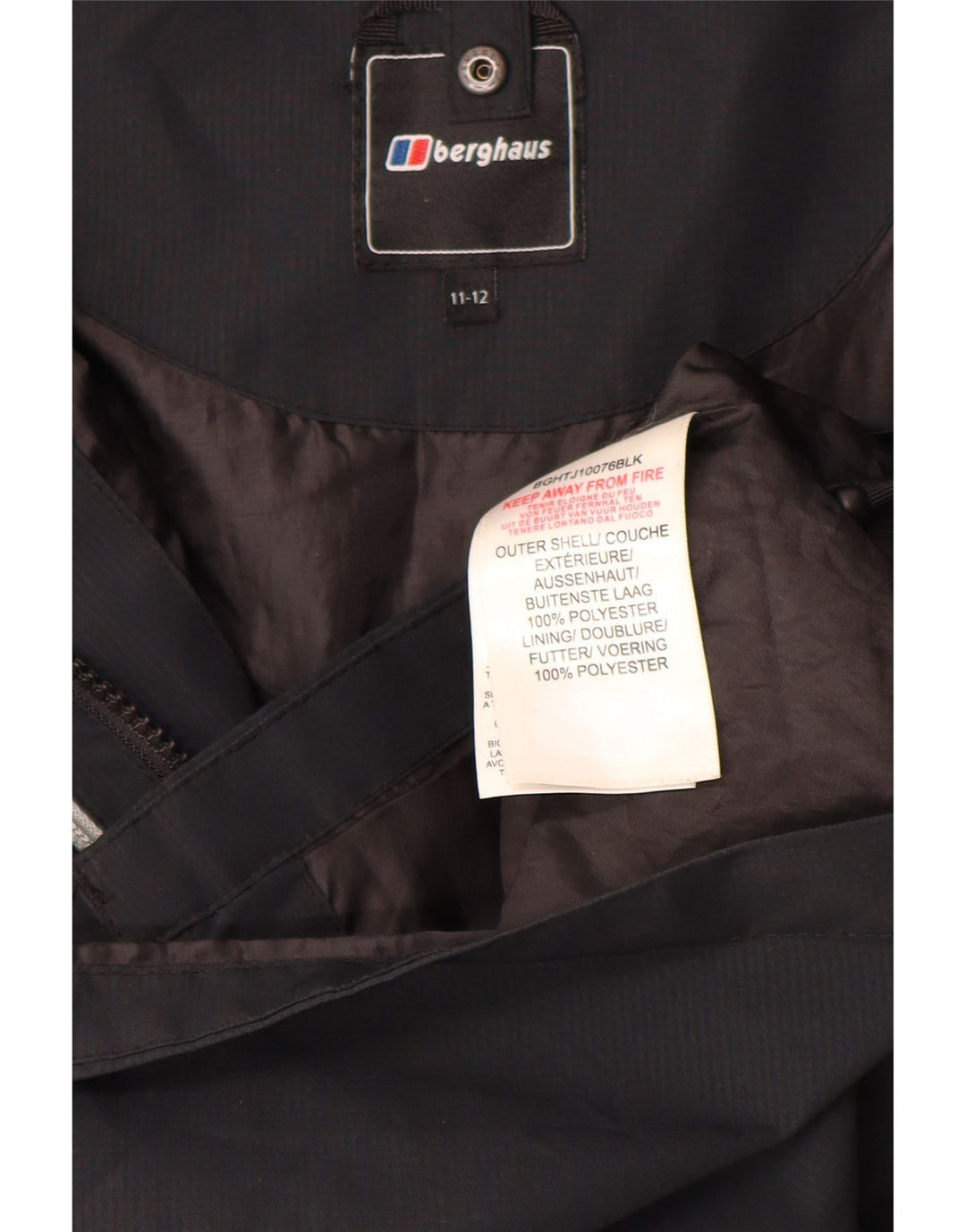 Berghaus Ветровка для мальчиков с капюшоном 11-12 лет, черный полиэстер