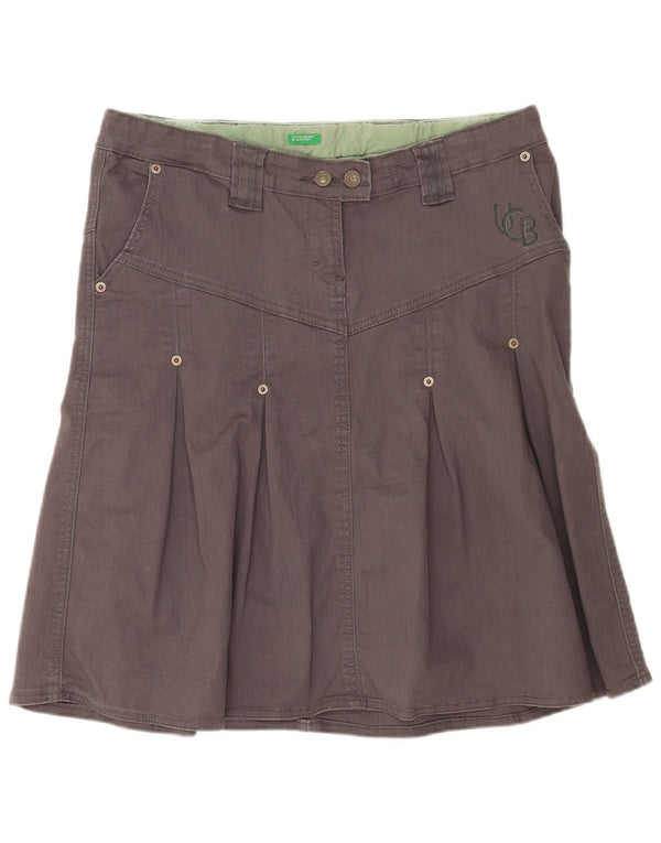 Benetton Женская юбка-трапеция, маленькая W32, серая, хлопок