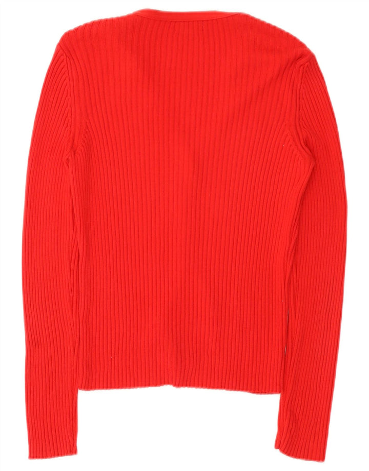 Женский кардиган Benetton UK 12, хлопковый средний красный цвет