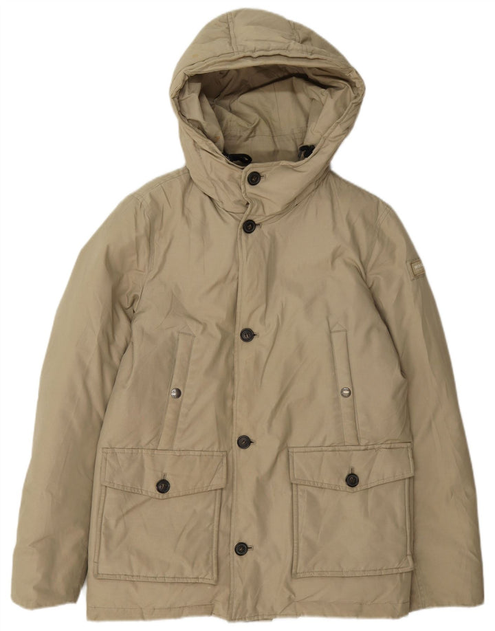 Утепленная куртка Woolrich для мальчиков с капюшоном, 11–12 лет, бежевый хлопок