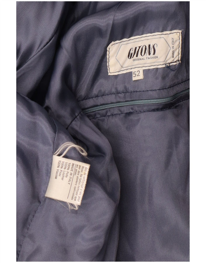 Мужская кожаная куртка в стиле милитари VINTAGE IT 52 XL синяя кожаная