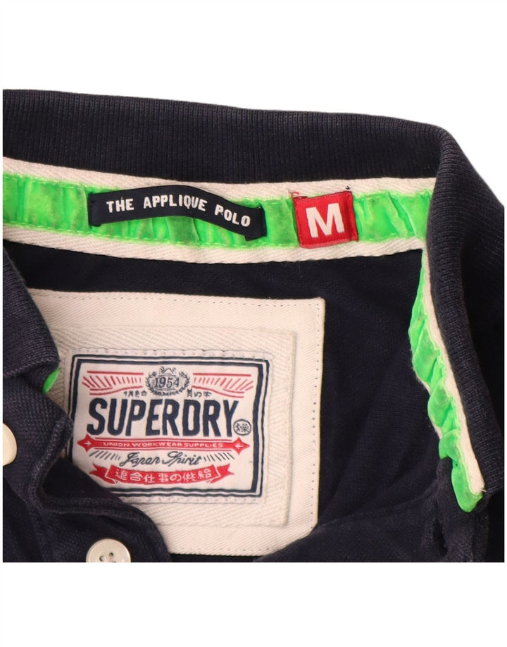 Мужская рубашка-поло для регби с длинным рукавом Superdry, темно-синяя, хлопок, средний размер