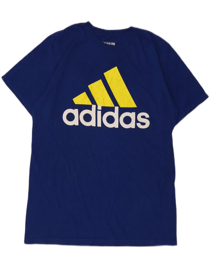ADIDAS Mens Graphic T-Shirt Top Medium Blue Cotton