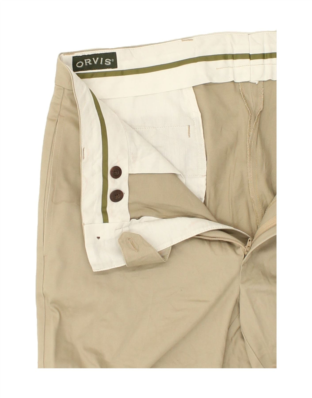 ORVIS Mens Straight Casual Trousers W32 L26 Beige Cotton | Vintage Orvis | Thrift | Second-Hand Orvis | Used Clothing | Messina Hembry 