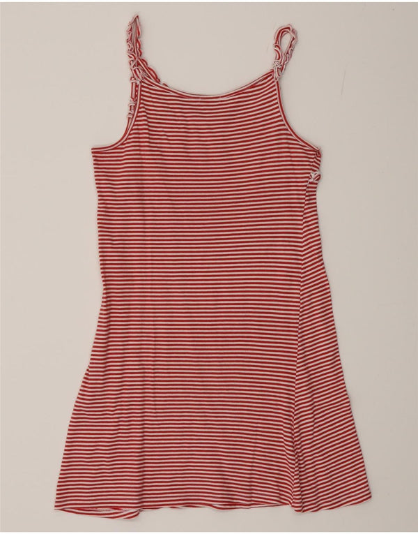 BENETTON Womens Slip Dress UK 4 XS Red Pinstripe