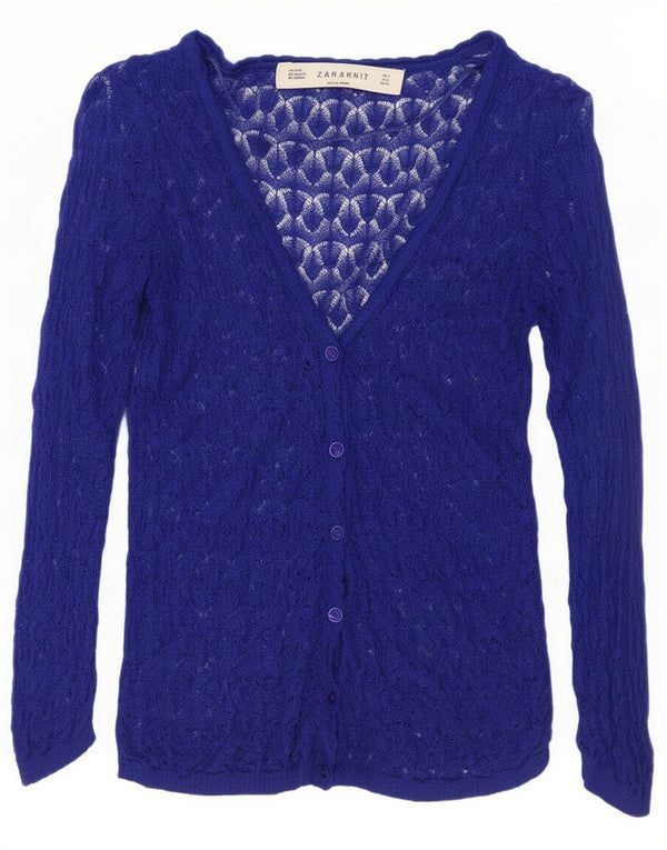 Женский свободный кардиган с рукавом 3/4 Zara UK 10, маленький синий акрил