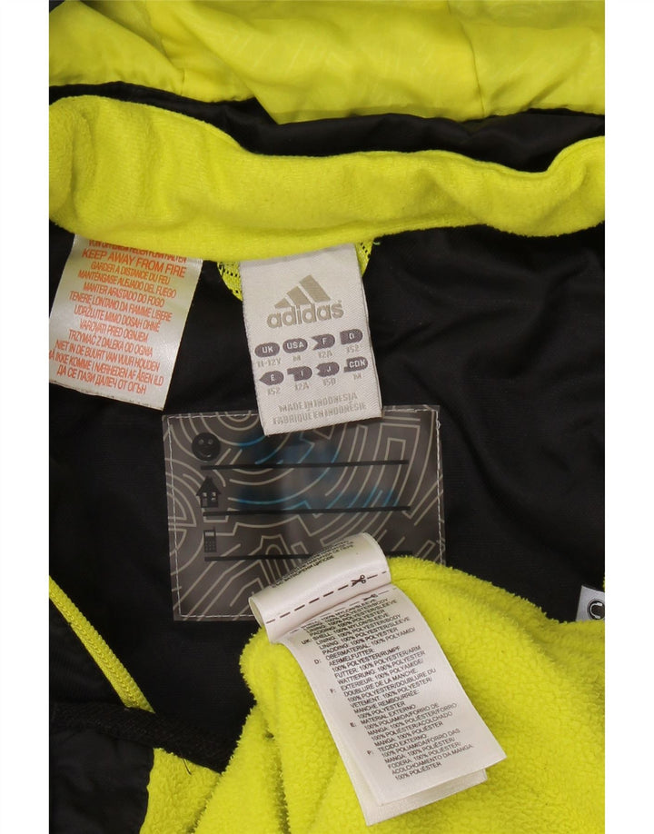 ADIDAS Ветровка с капюшоном для мальчиков 11-12 лет, черная с цветными блоками