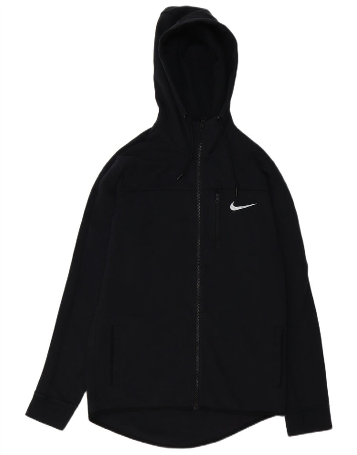 Мужской свитер с капюшоном на молнии NIKE, маленький черный, хлопковый
