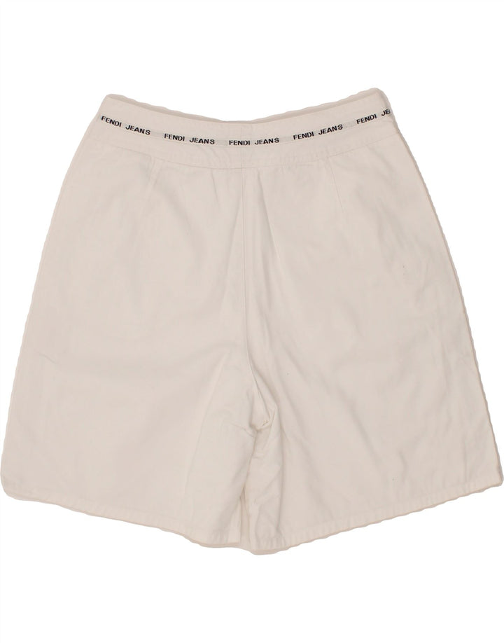 FENDI Womens Graphic Sport Shorts IT 44 Medium White Cotton Vintage Fendi and Second-Hand Fendi from Messina Hembry 