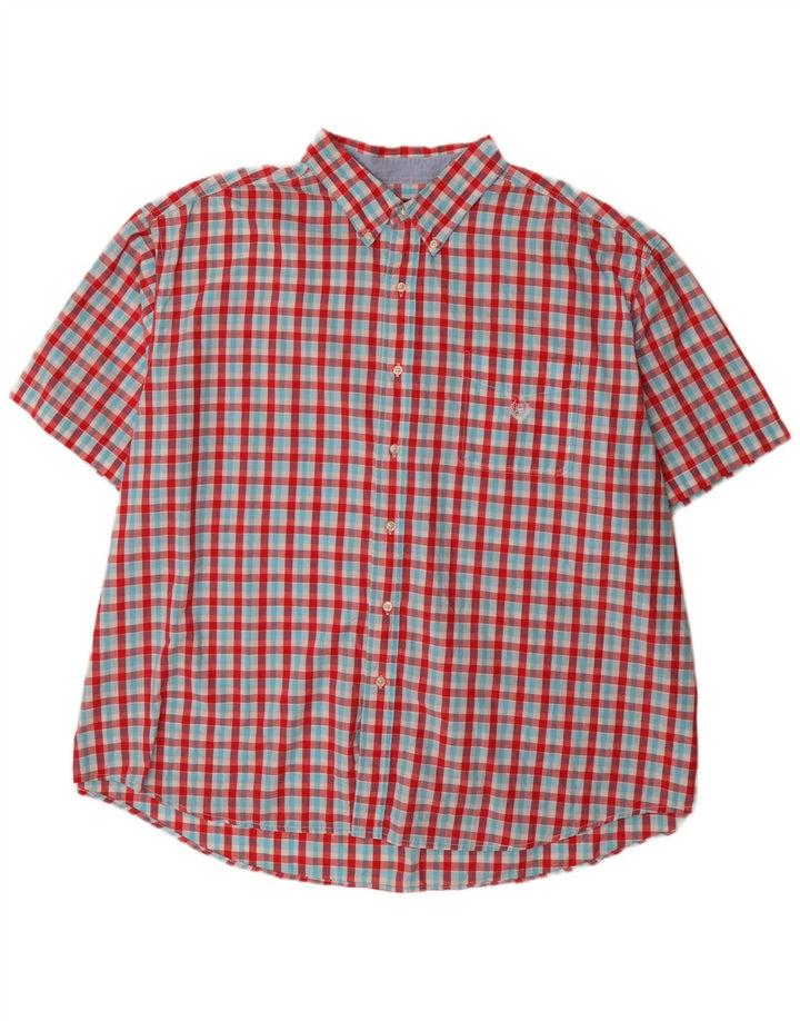 Мужская рубашка обычного кроя с короткими рукавами Chaps, 4XL, красный хлопок в мелкую клетку