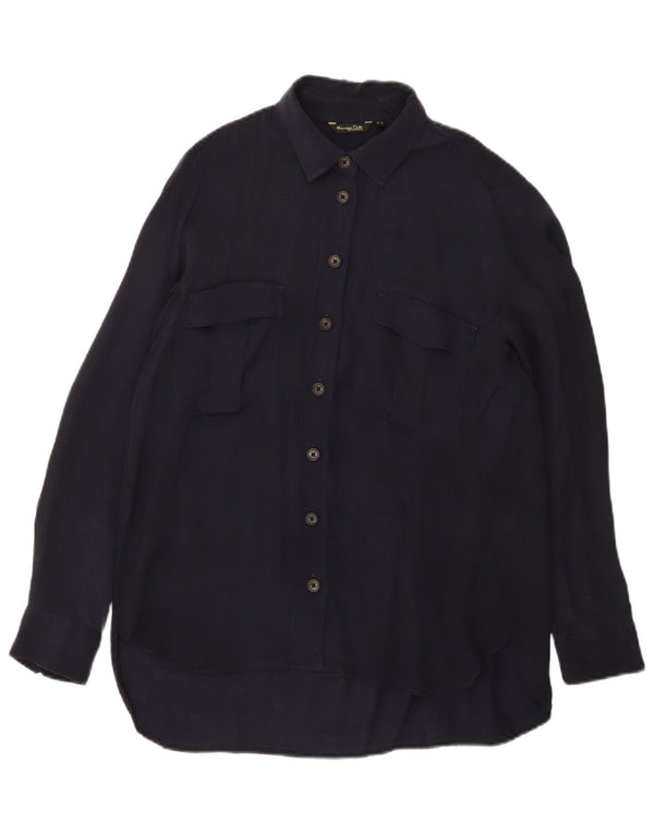 Женская вельветовая рубашка свободного кроя Massimo Dutti UK 14, средний темно-синий, купро