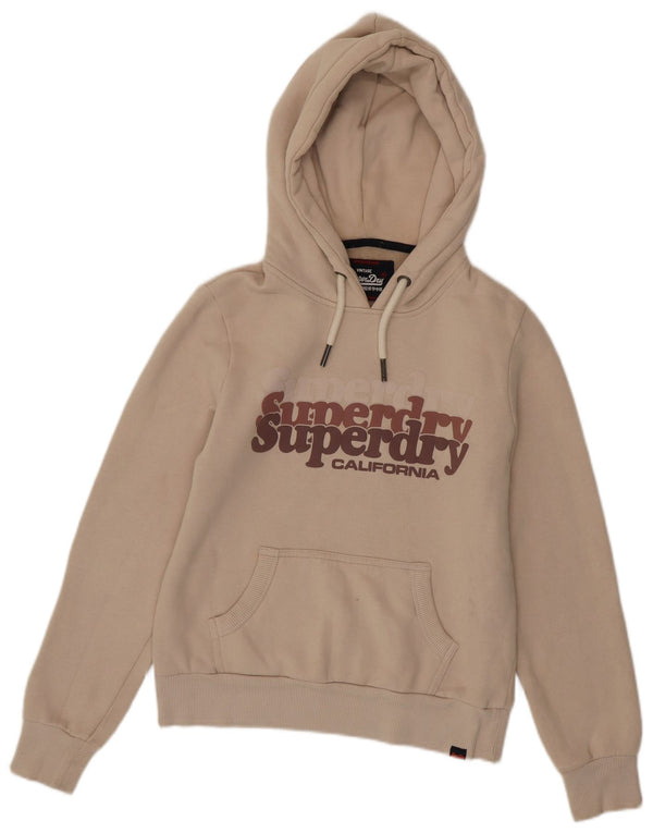 Женский джемпер с капюшоном SUPERDRY UK 8, маленький, бежевый, хлопок