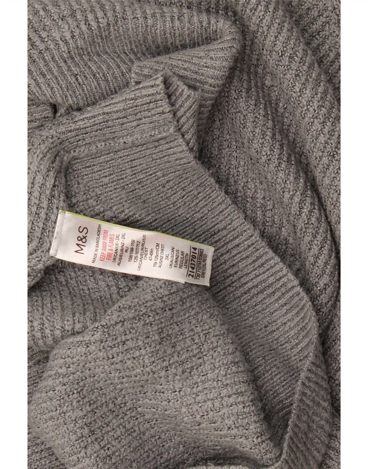 Мужской джемпер с круглым вырезом Marks & Spencer 2XL, серый полиамид