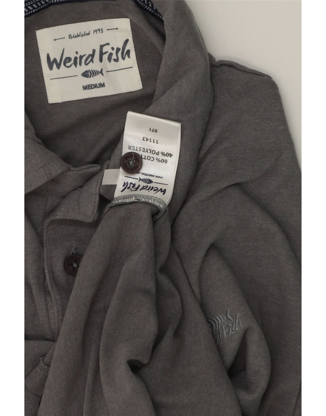 Мужская рубашка поло Weird Fish среднего серого цвета, хлопок
