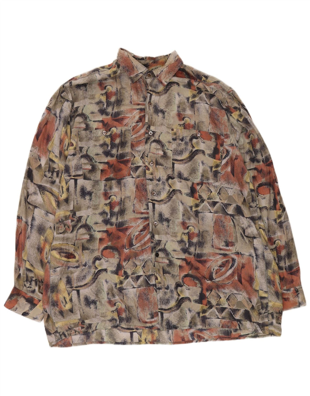 НОВАЯ мужская рубашка FAST с абстрактным узором, размер 41/42, большая разноцветная шелковая рубашка