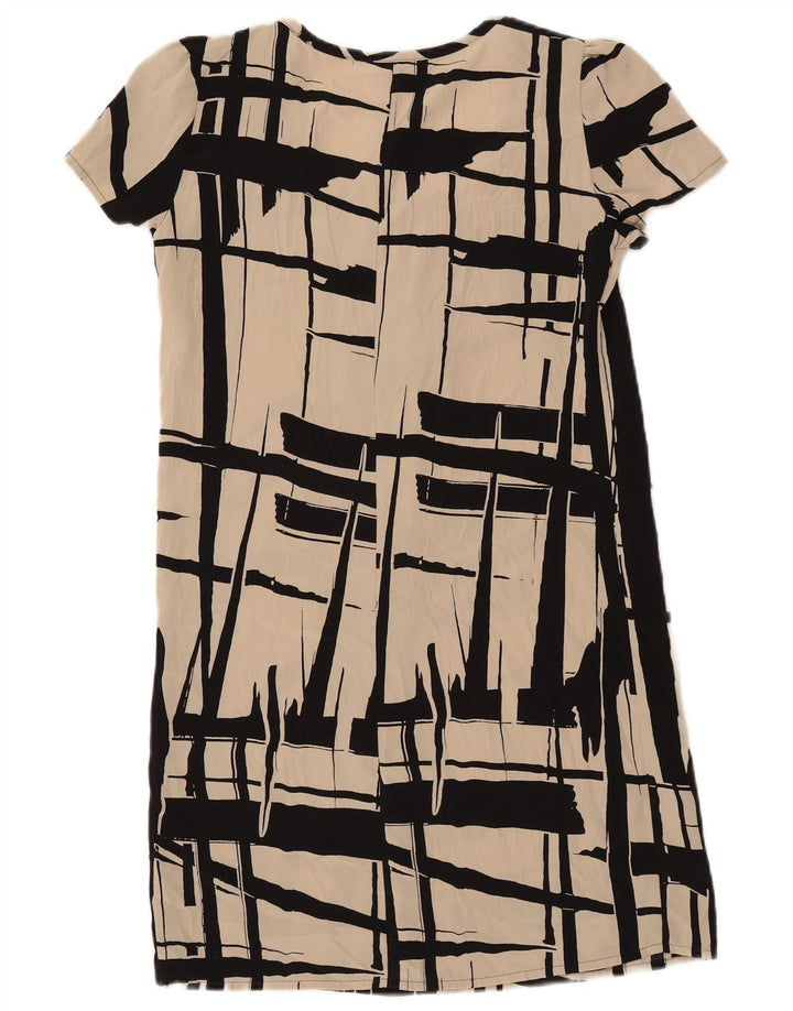 Женское платье прямого кроя с абстрактным узором Benetton UK 6 XS, белый полиэстер