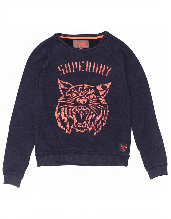 Женский свитер Superdry UK 14, средний темно-синий с животным принтом